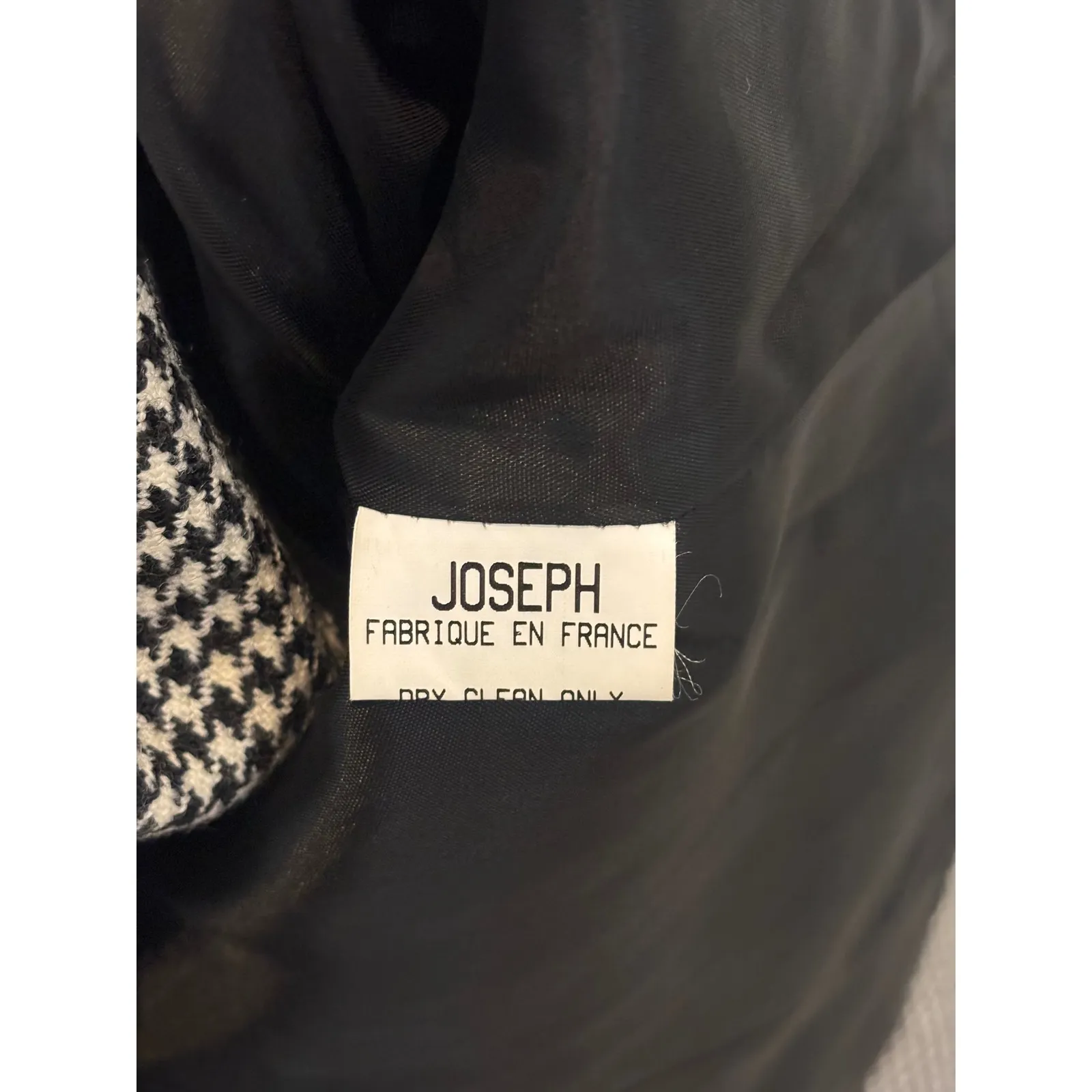 JOSEPH Houndstooth Blazer Jacket Women Size 3 Black White Classic Tailored Chic - Image 4