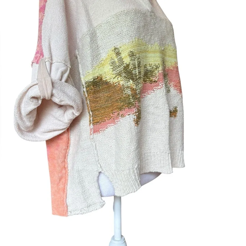 Pilcro Anthropologie Desert Intarsia Sweater Tee Womens Size Medium Cotton - Image 7