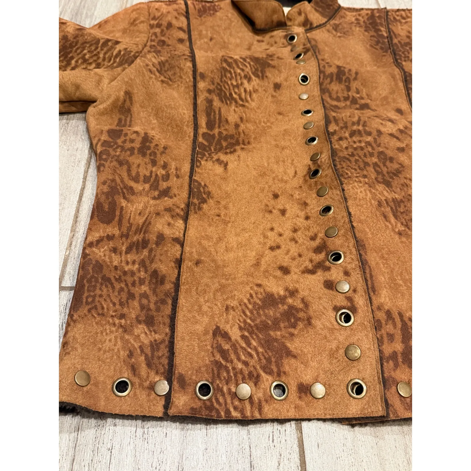Vintage Western Urban Tribe Jacket Women Large Brown Animal Print - Image 7