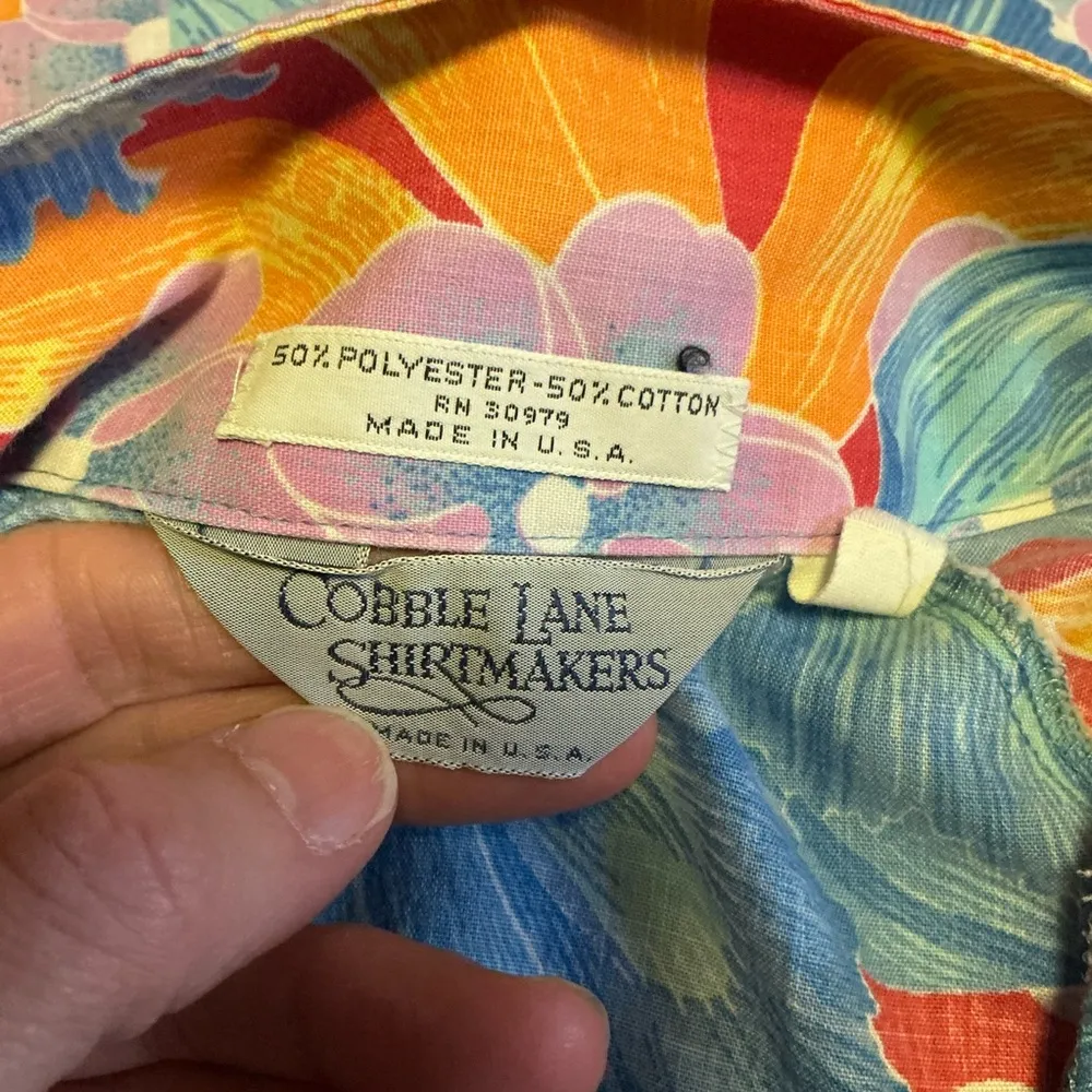 Vtg 80s bright Hawaiian shirt Size 14 - Image 2