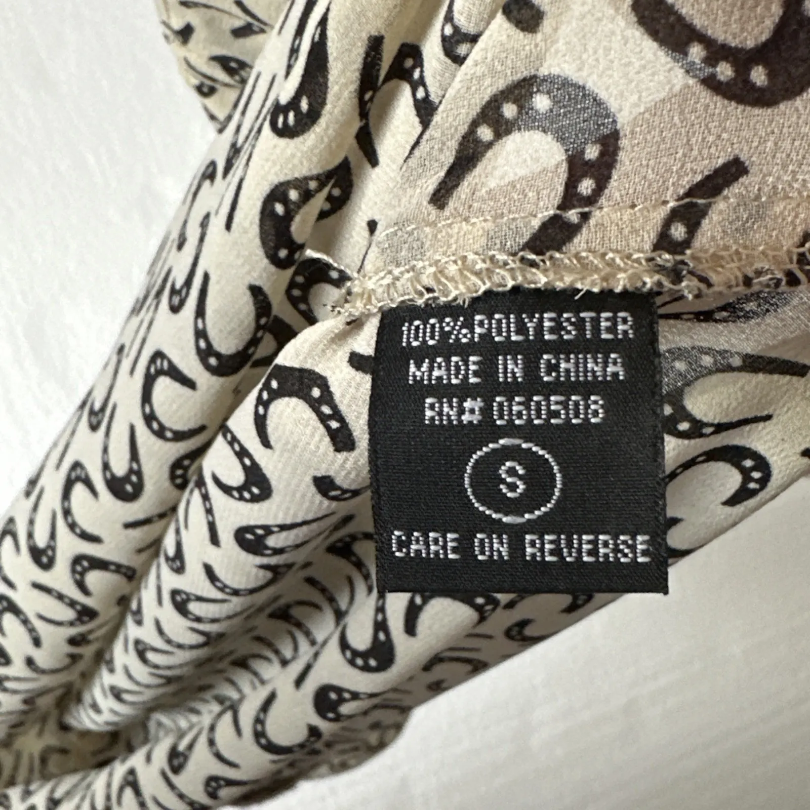 Angie Women Cream Black Short Sleeve Equestrian Brass Stud‎ Top Horse Small - Image 7