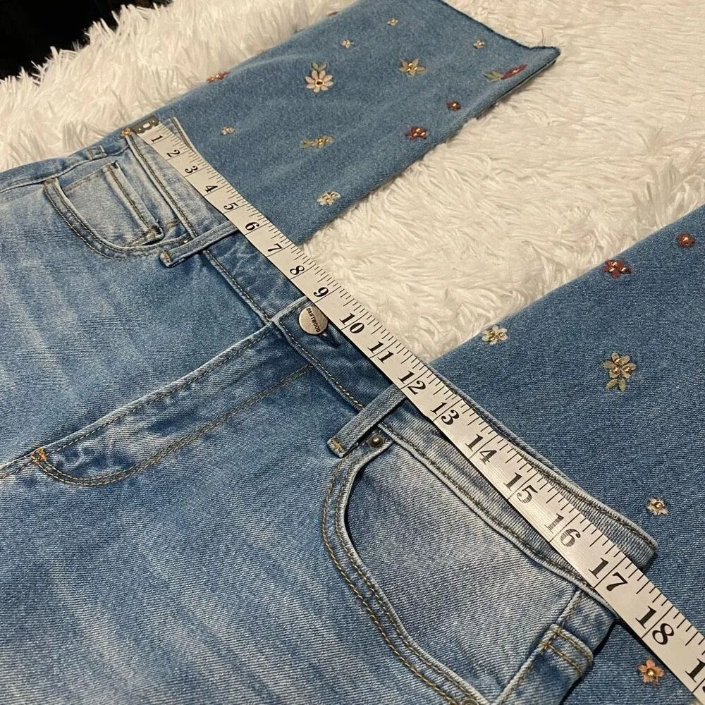 Driftwood Colette Embroidered Crop Straight Jean in Prairie Size 32 - Image 4