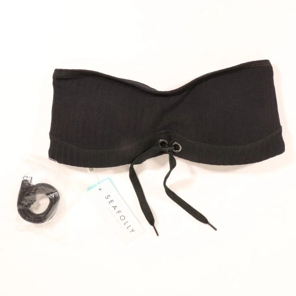 NWT Seafolly X Revolve Inka Rib Bustier Bandeau in Black - Image 4