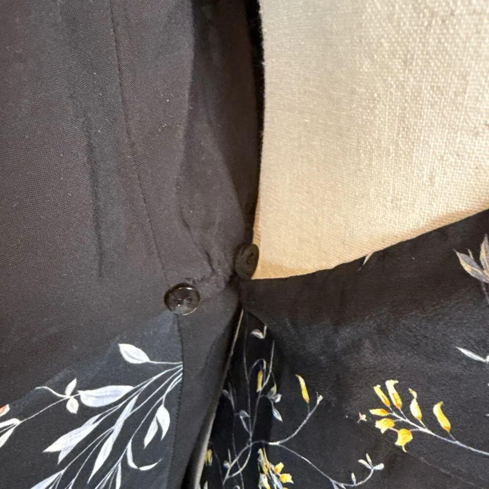 Amour Vert Varden Sleeveless Wrap Midi Dress Size L Black Floral Washable Silk - Image 7
