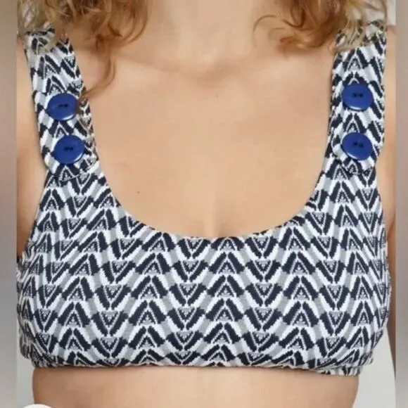 NEW Seea Free People Seea Georgia Surf‎ Top in navy mini chevron, XS Blue - Image 2