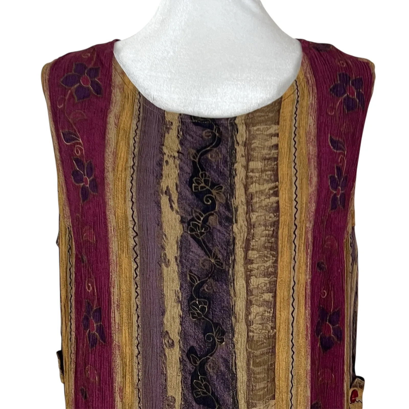 Sag Harbor Red, Gold and Purple Striped Floral Sleeveless Shift Dress Size 2X - Image 3