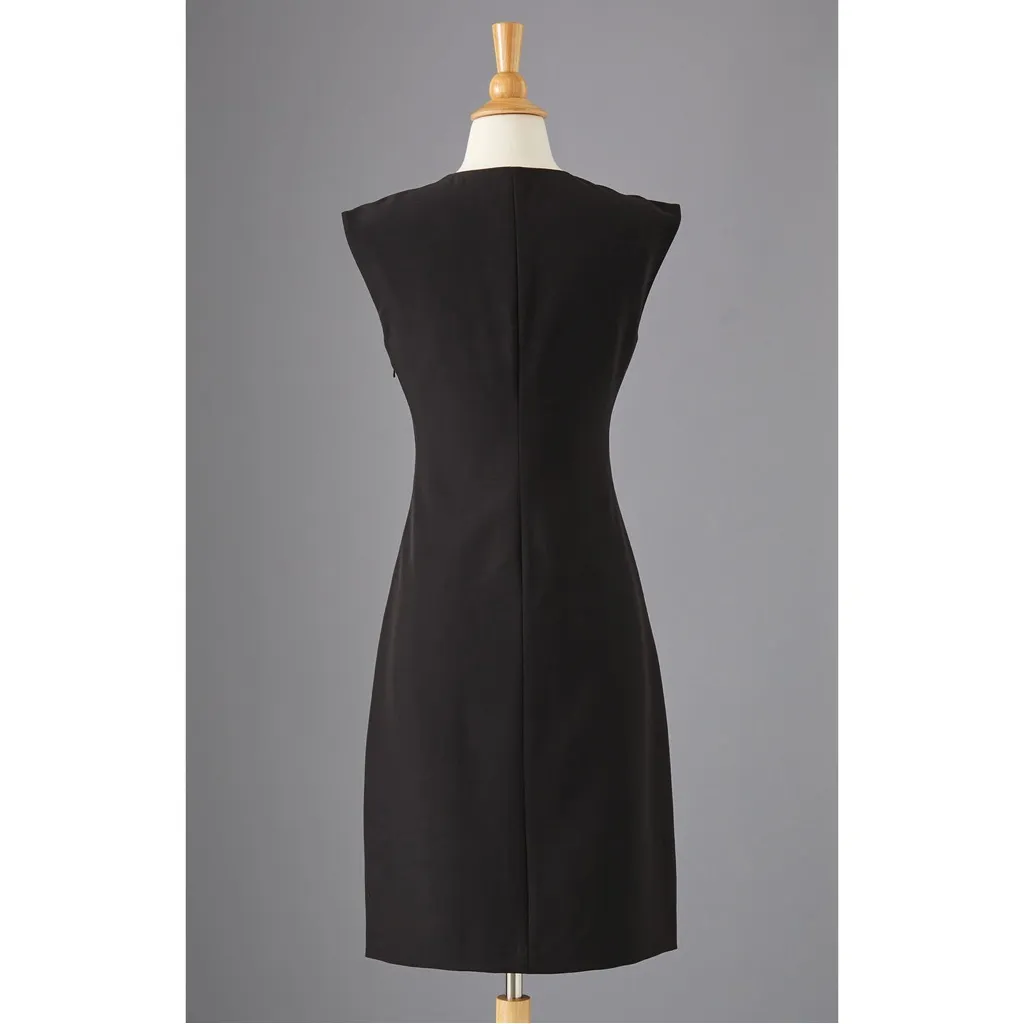 J. Peterman Most Flattering Tweed Dress Black Burgundy Classic Sheath Size 8 Red - Image 2