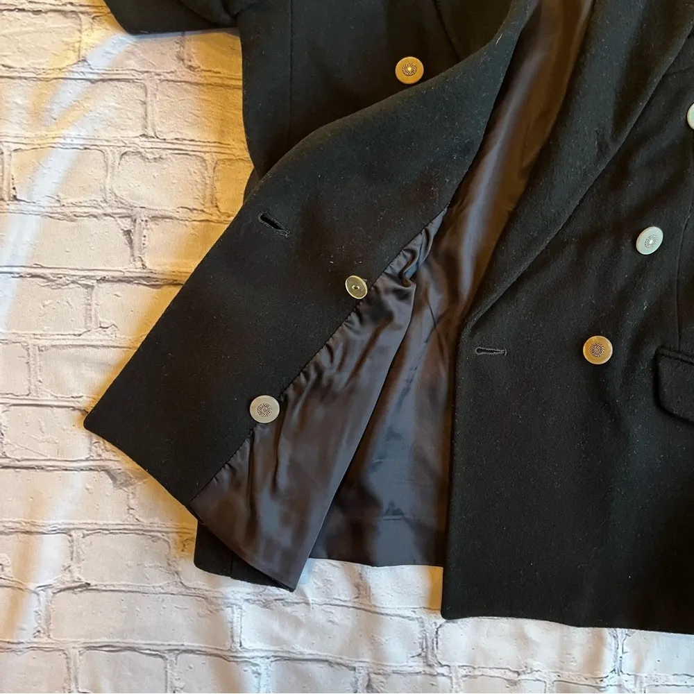 Vintage Made in USA Wool/cashmere blend Blazer Shoulder Pads Medium Double Black - Image 5