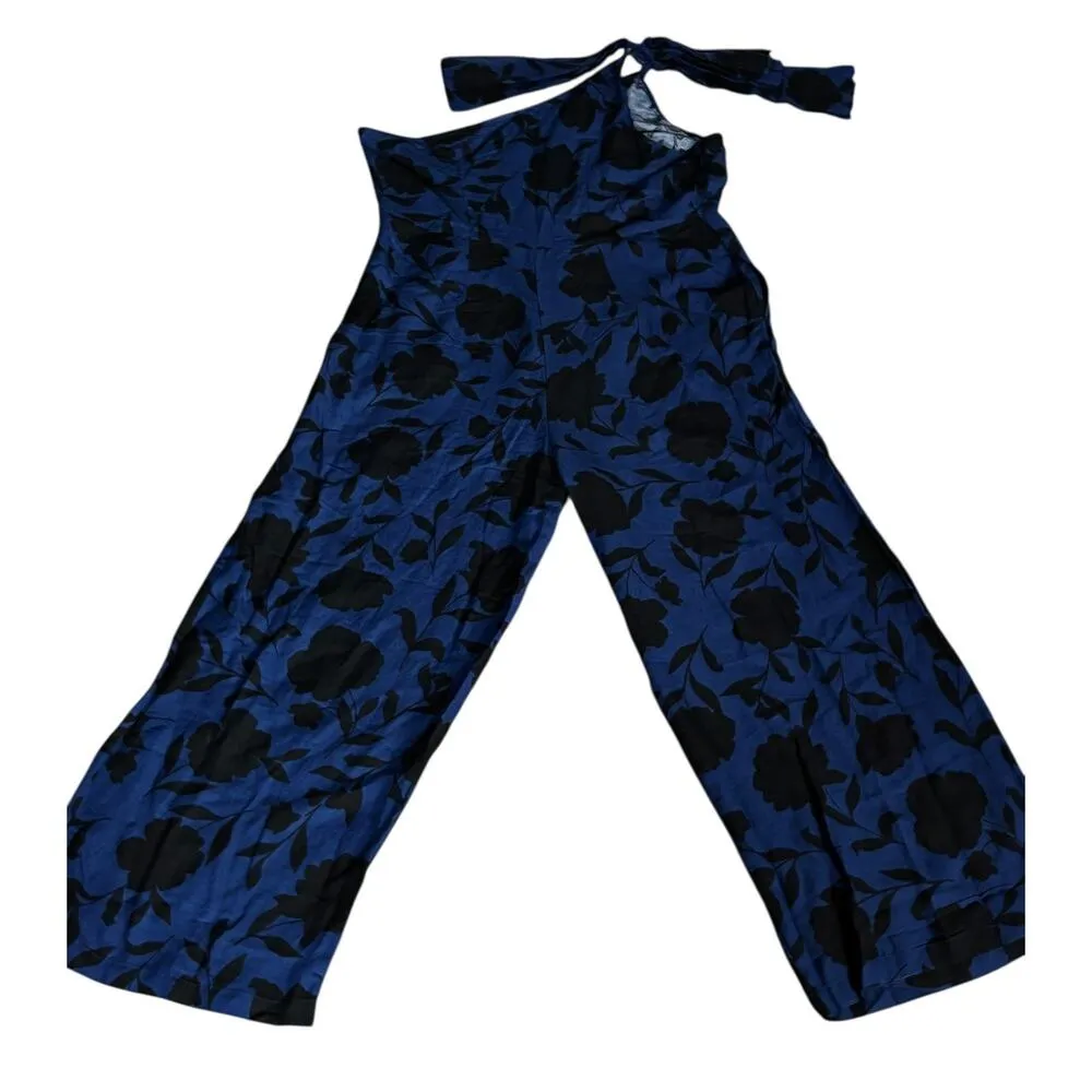 New Kate Spade New York x Target Jumpsuit Blue Black Floral Size 17 Linen Blend - Image 2