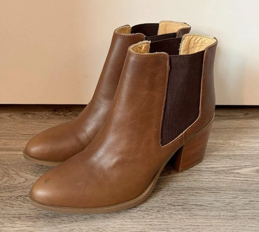 Anthropologie Nisolo Brown Leather Ankle Chelsea Heel Boot Size 8 NWOT - Image 5