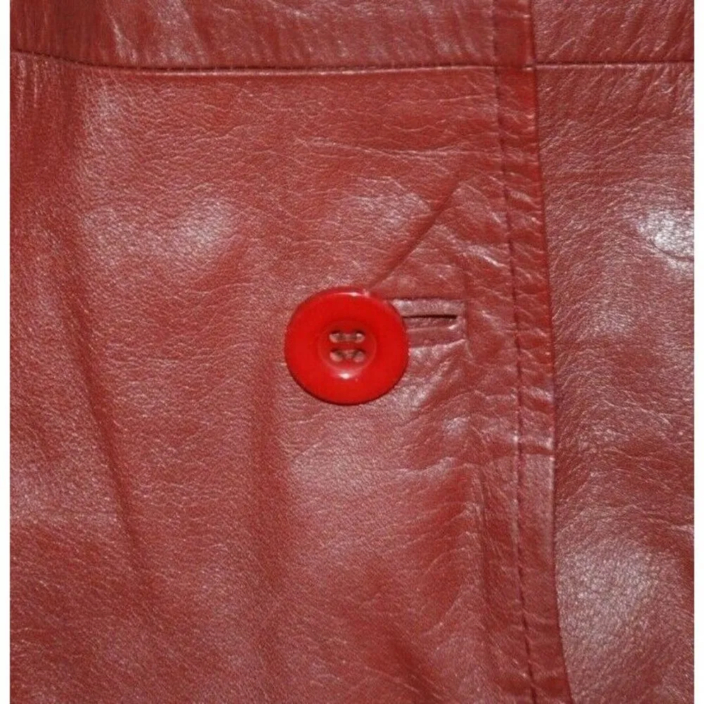 Casual Corner Ladies Brown Leather Jacket Size 11 Long Sleeve Double Button - Image 5