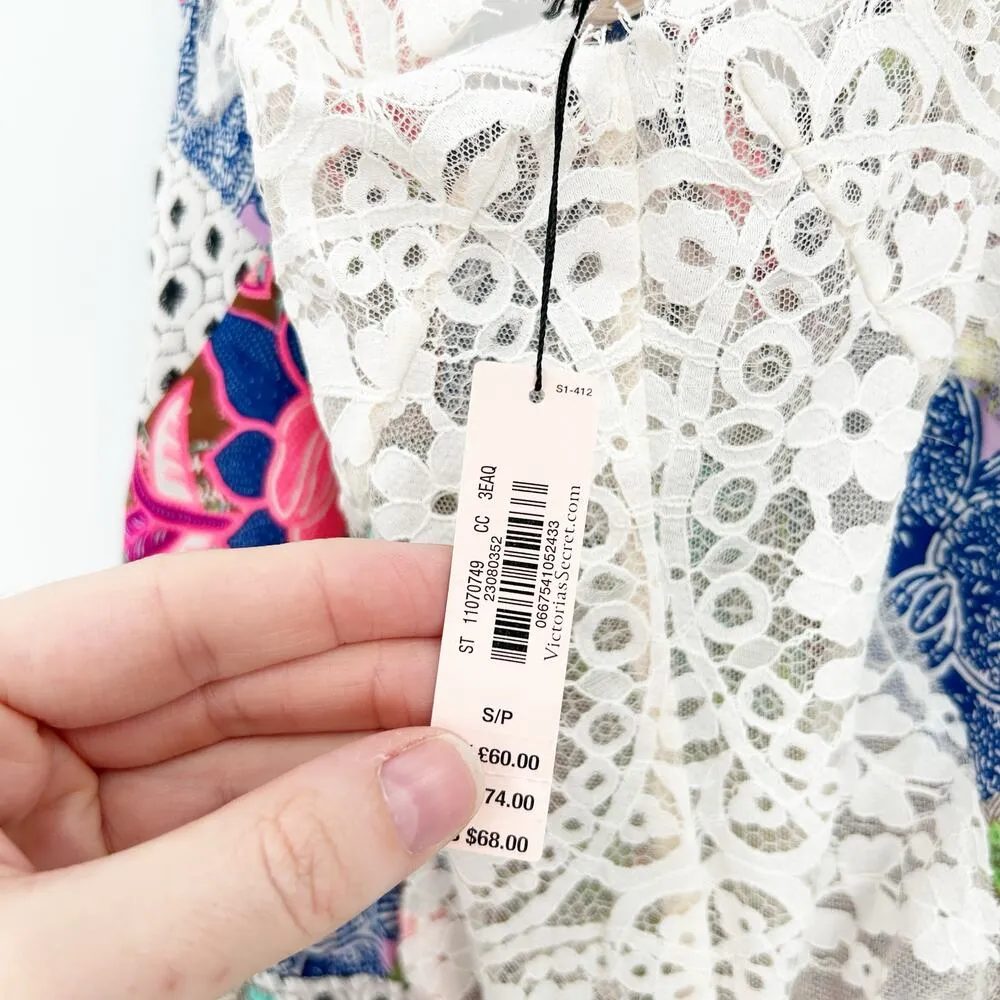 NWT Victorias Secret Coquette Resortwear Bali Floral Patchwork Lace Teddy Romper - Image 7
