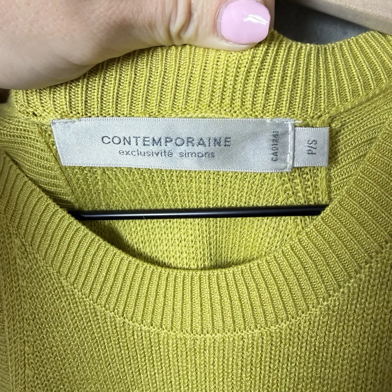 Contemporaine Green High Neck Sweater Tank Top Women’s Petite Size S - Image 4