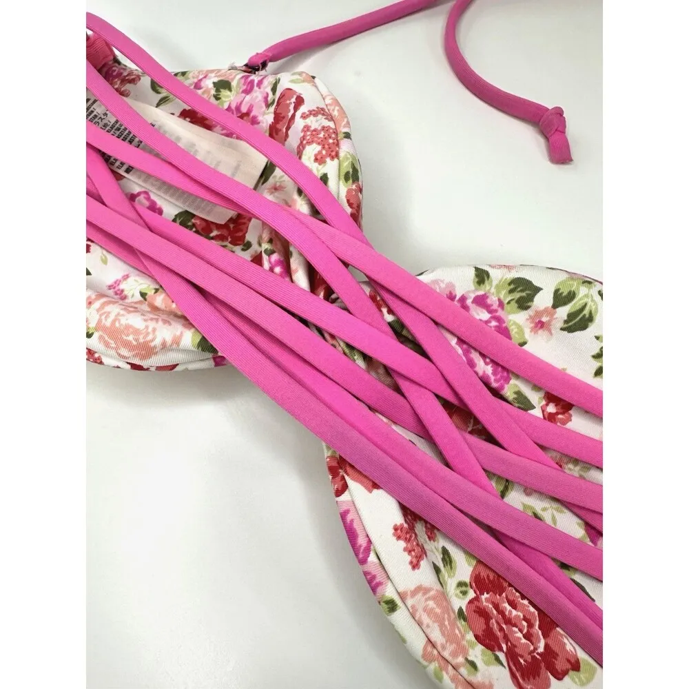 Abercrombie & Fitch Swim Bikini Top XS Bandeaux Swimsuit Strappy Removable Strap - Image 4