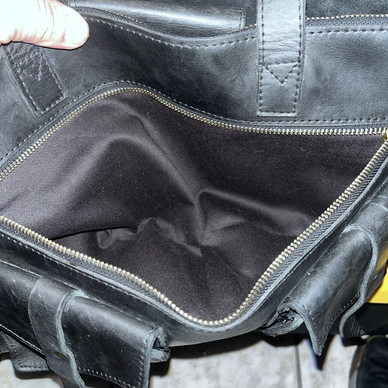 Raven + Lily Ethiopian Leather Crossbody Purse Tote Bag Black Artisan Made EUC - Image 13