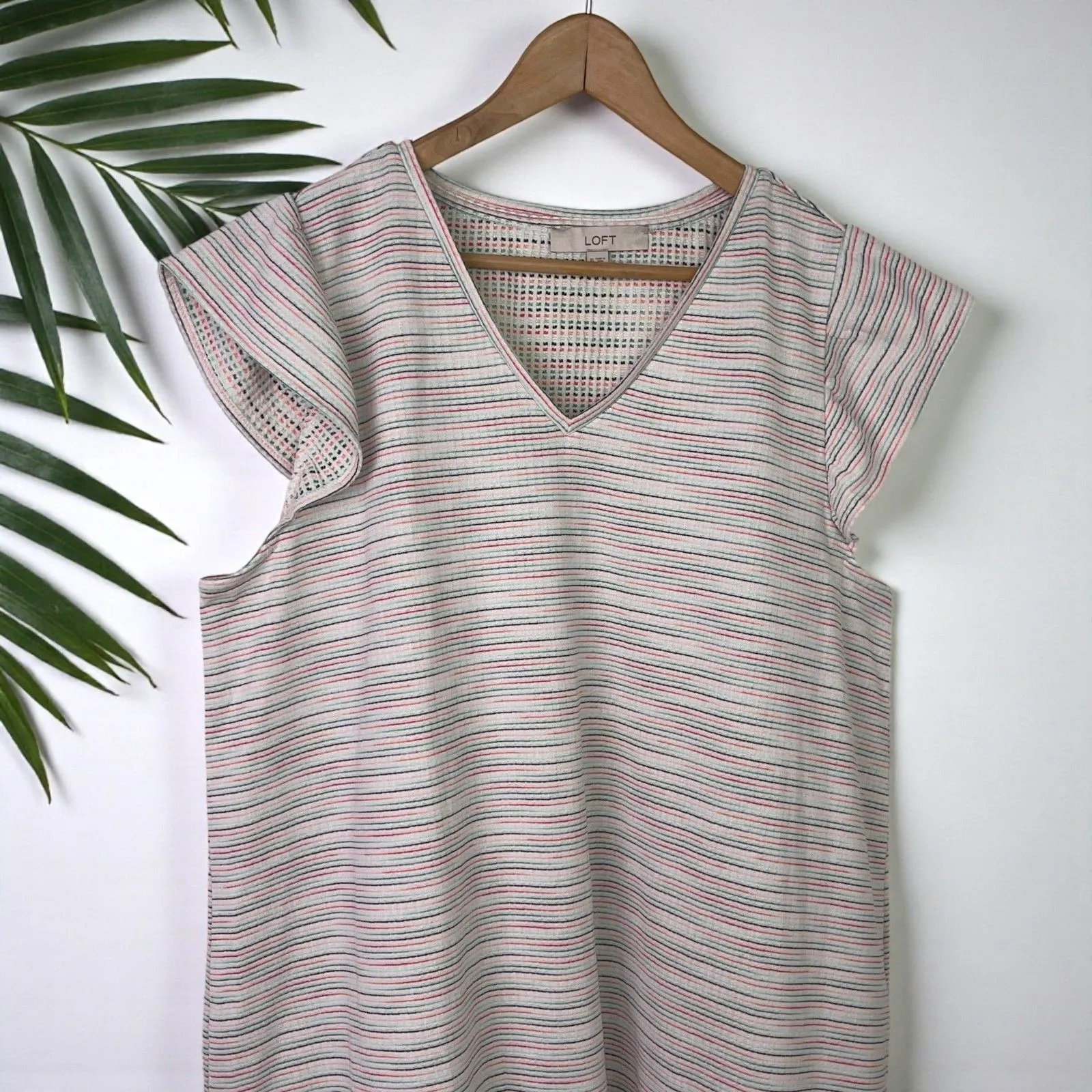 LOFT Ruffle Cap Sleeve V-Neck Swing Dress - Image 7