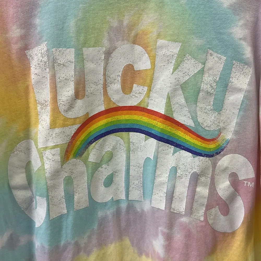 Lucky Charms Pastel Rainbow Tie Dye Graphic Tee Cotton Blend Unisex Oversized S Yellow - Image 3