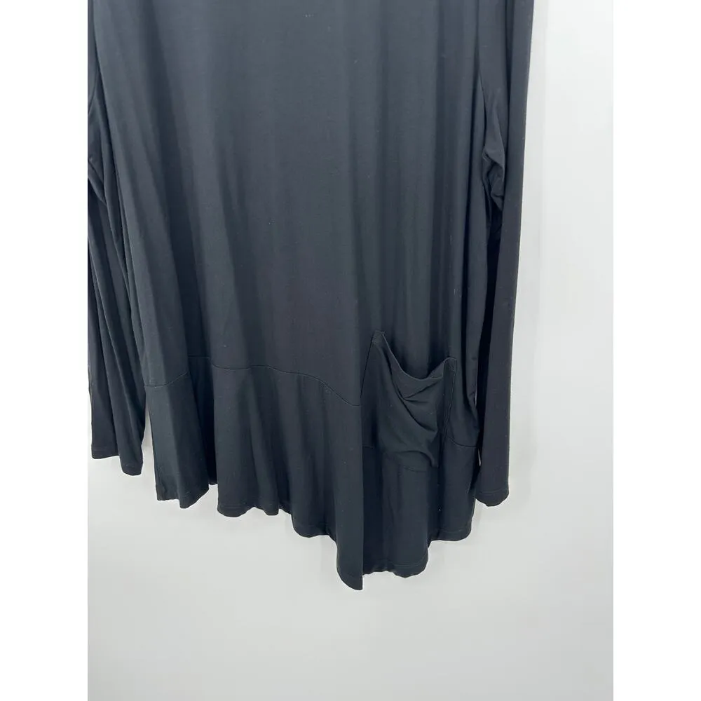 Logo Lori Goldstein Women Tunic Asymmetrical Black Size XL Rayon Stretch Pocket - Image 3