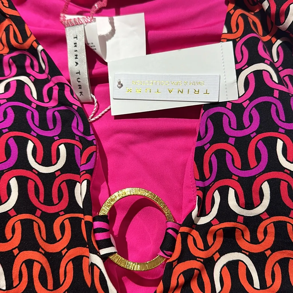 NWT TRINA TURK  ECHO LONG SLEEVE RING FRONT ONE PIECE PADDLE SUIT - Image 11