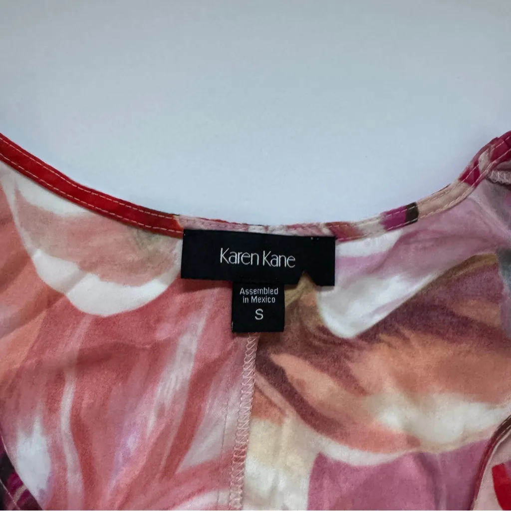 Karen Kane  Multicolor Prettg In Pink Uneven Hem Tank Size Small NWT - Image 3