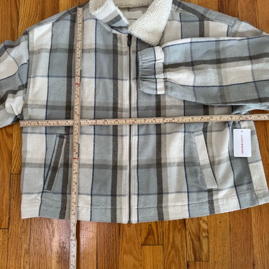 Lucky Brand Plaid Flannel Faux Fur Collar Jacket Size Large New $169.50 - Image 8