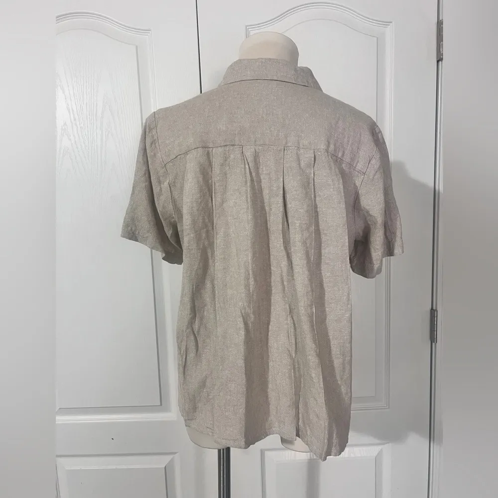 Rafaella Linen Blend Button Down Collared Short Sleeve Shirt- sz S - Image 4