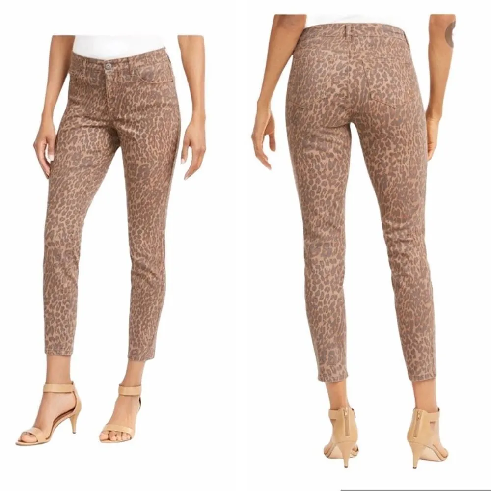 Style & Co Wild Puma Skinny Jeans Curvy Mid Rise Tummy Control Animal Print‎ 12 - Image 2