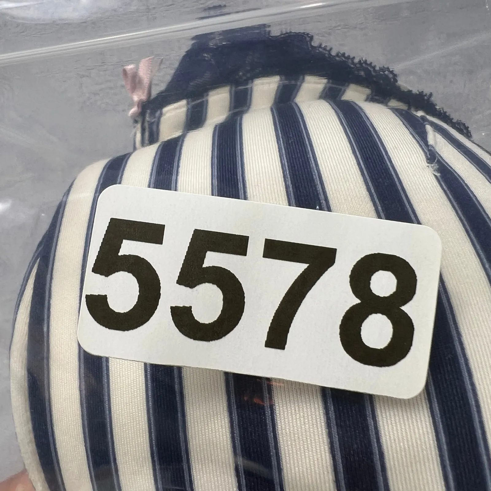 Cacique Striped Padded Bra 46C Underwire Full Coverage Lace Trim Plus Size Navy‎ - Image 10