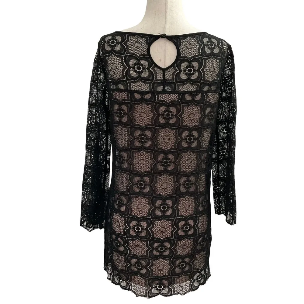 Max Studio Black Beige Lace Tunic Size S | 39-31 - Image 2