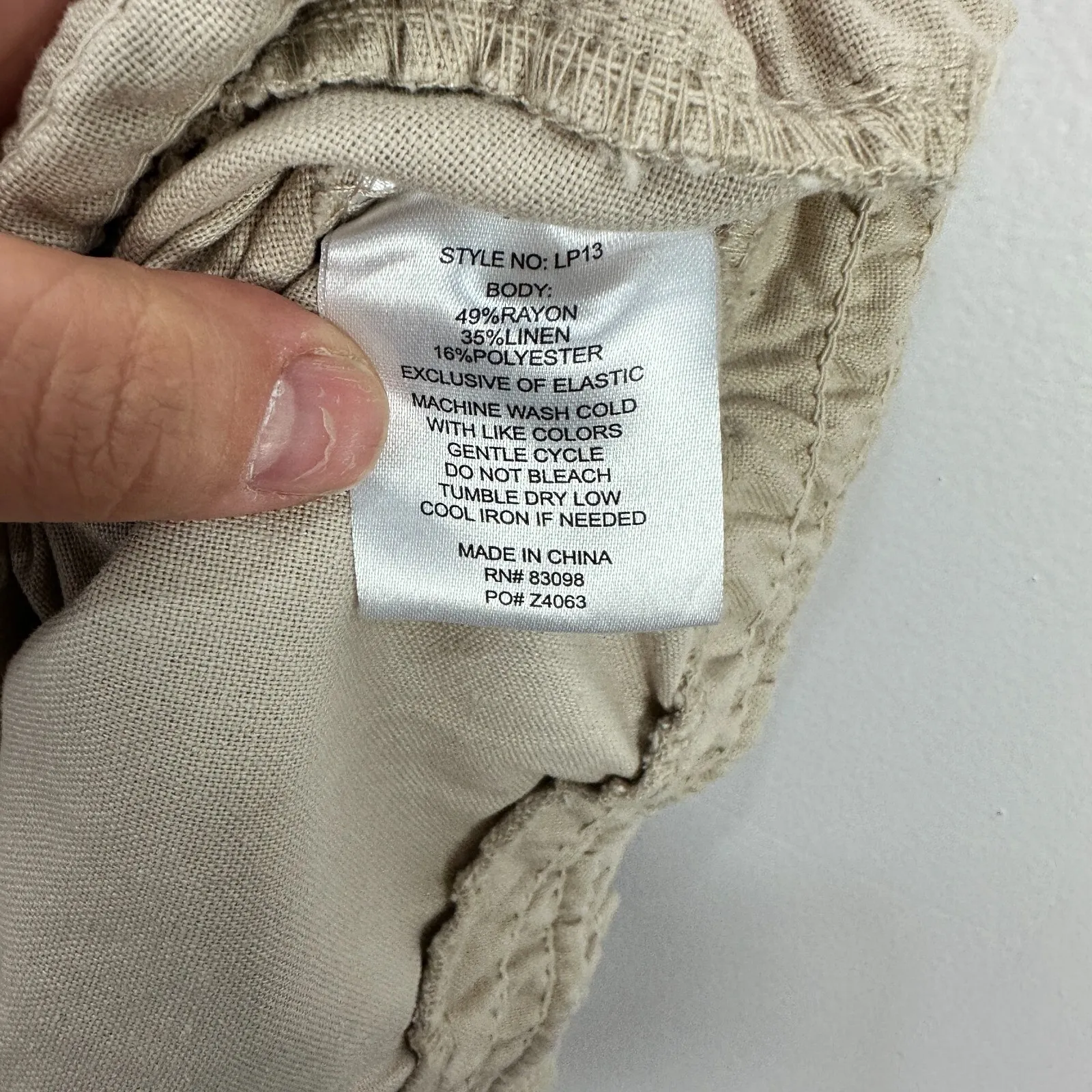 Ci Sono Linen‎ Pants XL Khaki Wide Leg Pull On Drawstring Waist Coastal Resort - Image 8