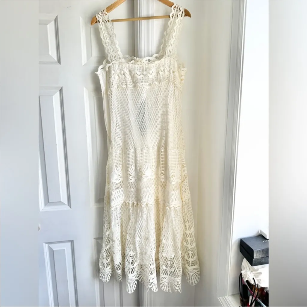 NWT FARM Rio Off White Nautical Guipere Crochet Midi Dress - Image 6