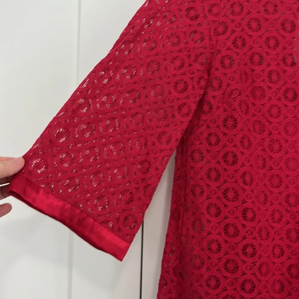 Laundry by Shelli Segal Size 2 Red Lined Lace and Satin Shift Dress - Image 4