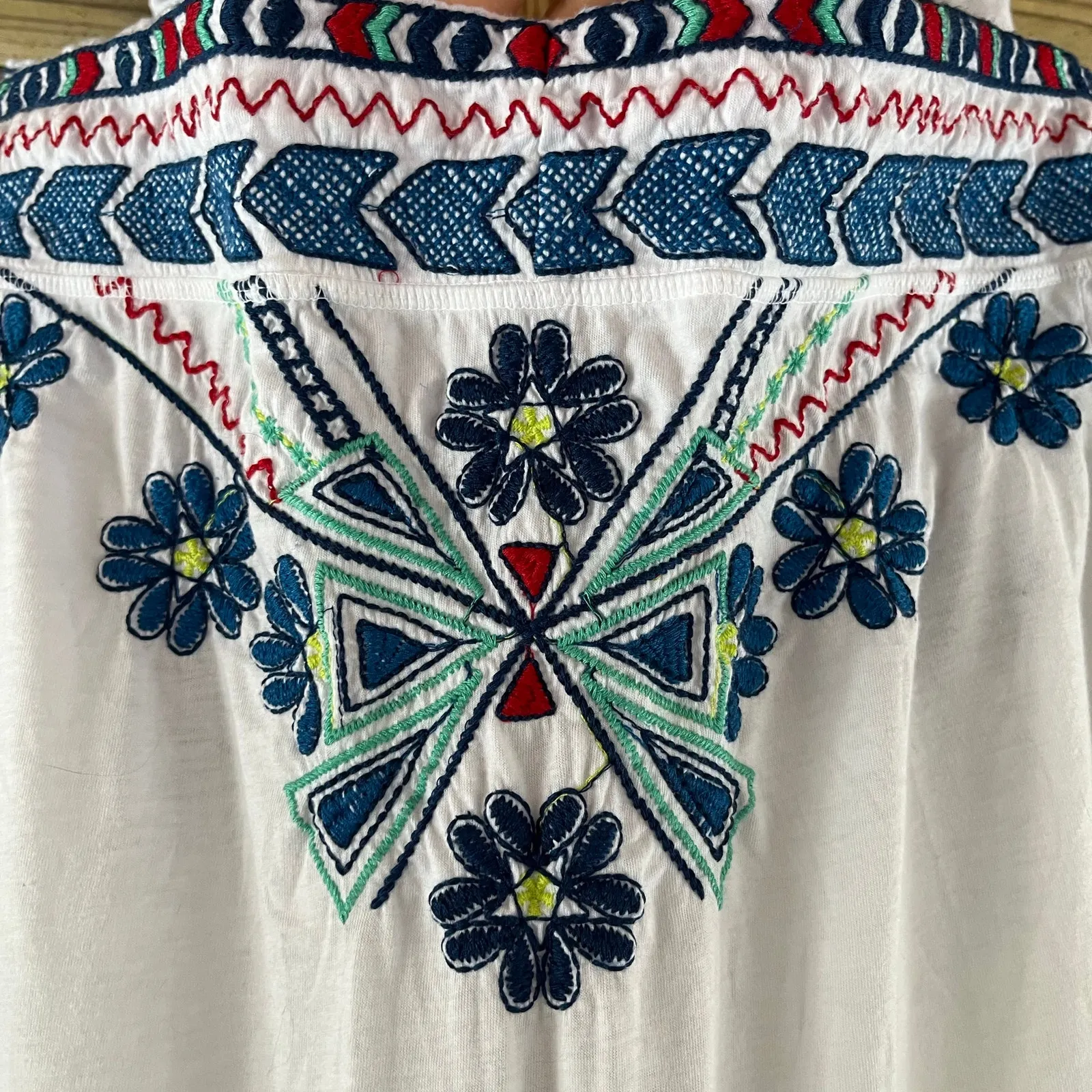 Johnny Was Women's White And Blue Embroidered Open Waterfall Jacket Size S - Image 5