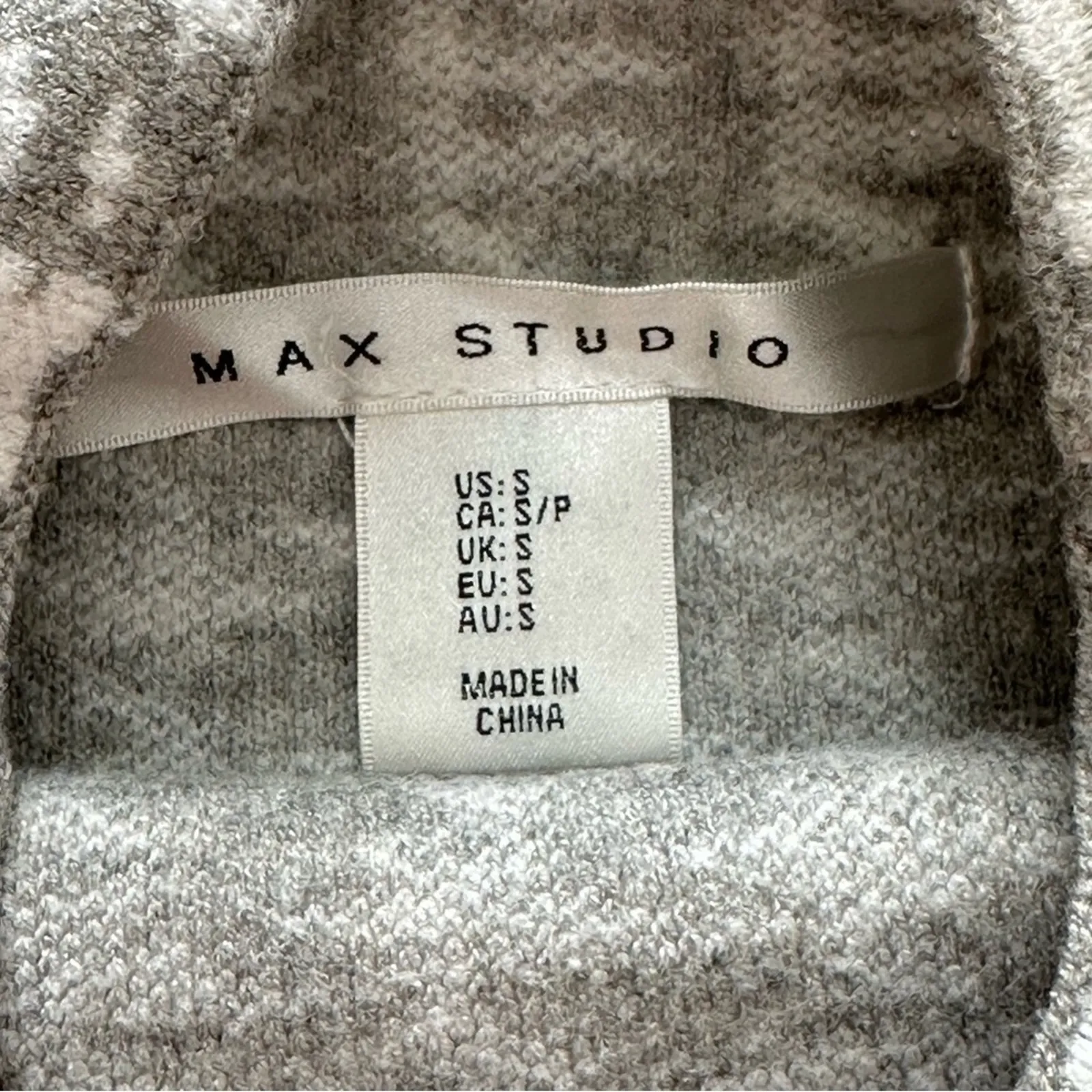 Max Studio Sweater Gray White Houndstooth Mock Neck Boxy Pullover Sweater Small - Image 3
