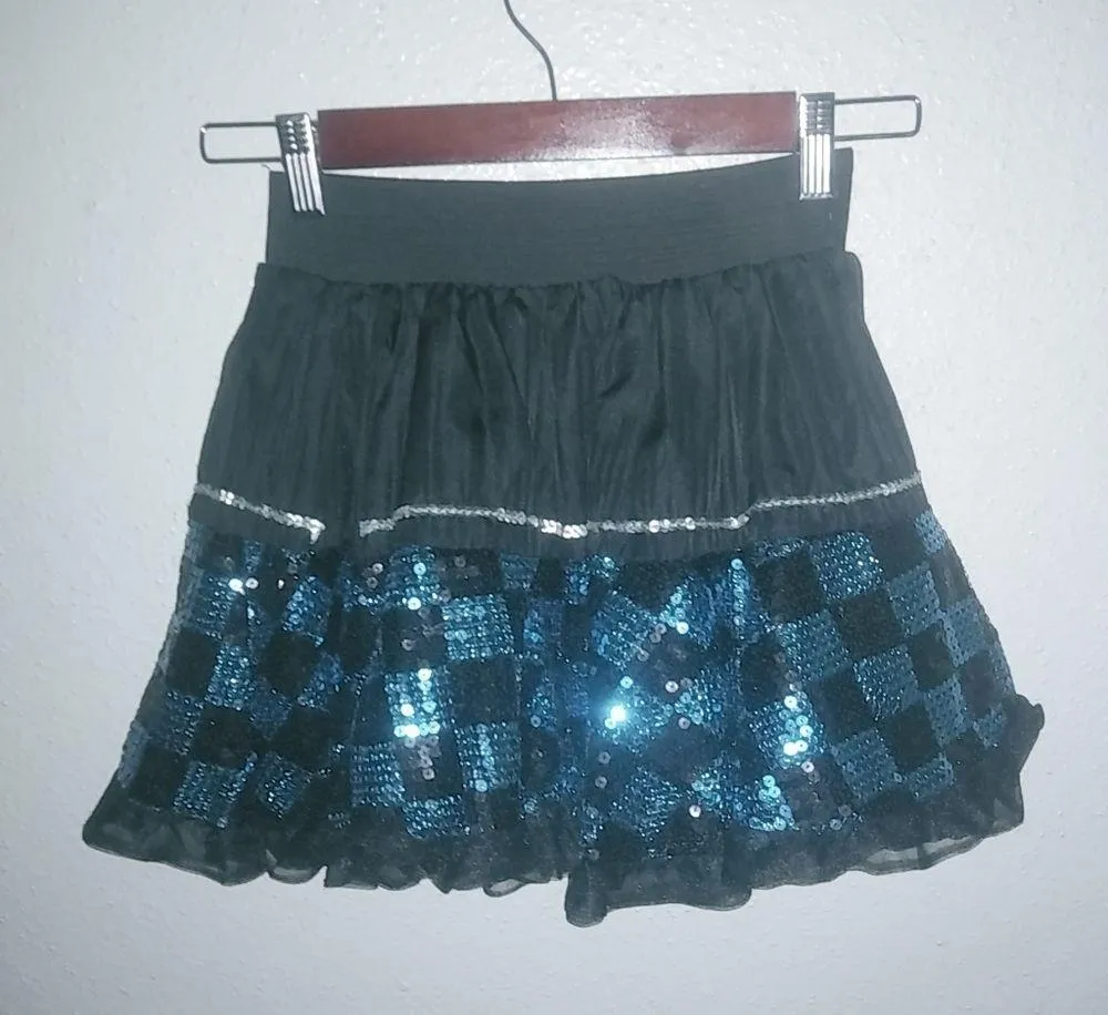 Hot Topic XS/S Hello Kitty Skull Harlequin Black & Blue Tulle Mini Skirt - Image 5