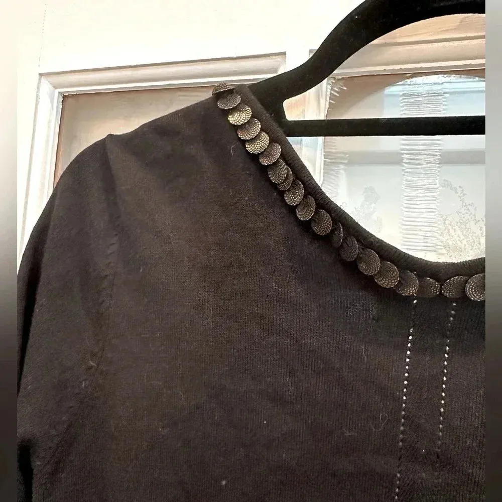 Vintage An Original Milly Of New York Cardigan Sweater Gold Embellishment Size M Black Size M - Image 9