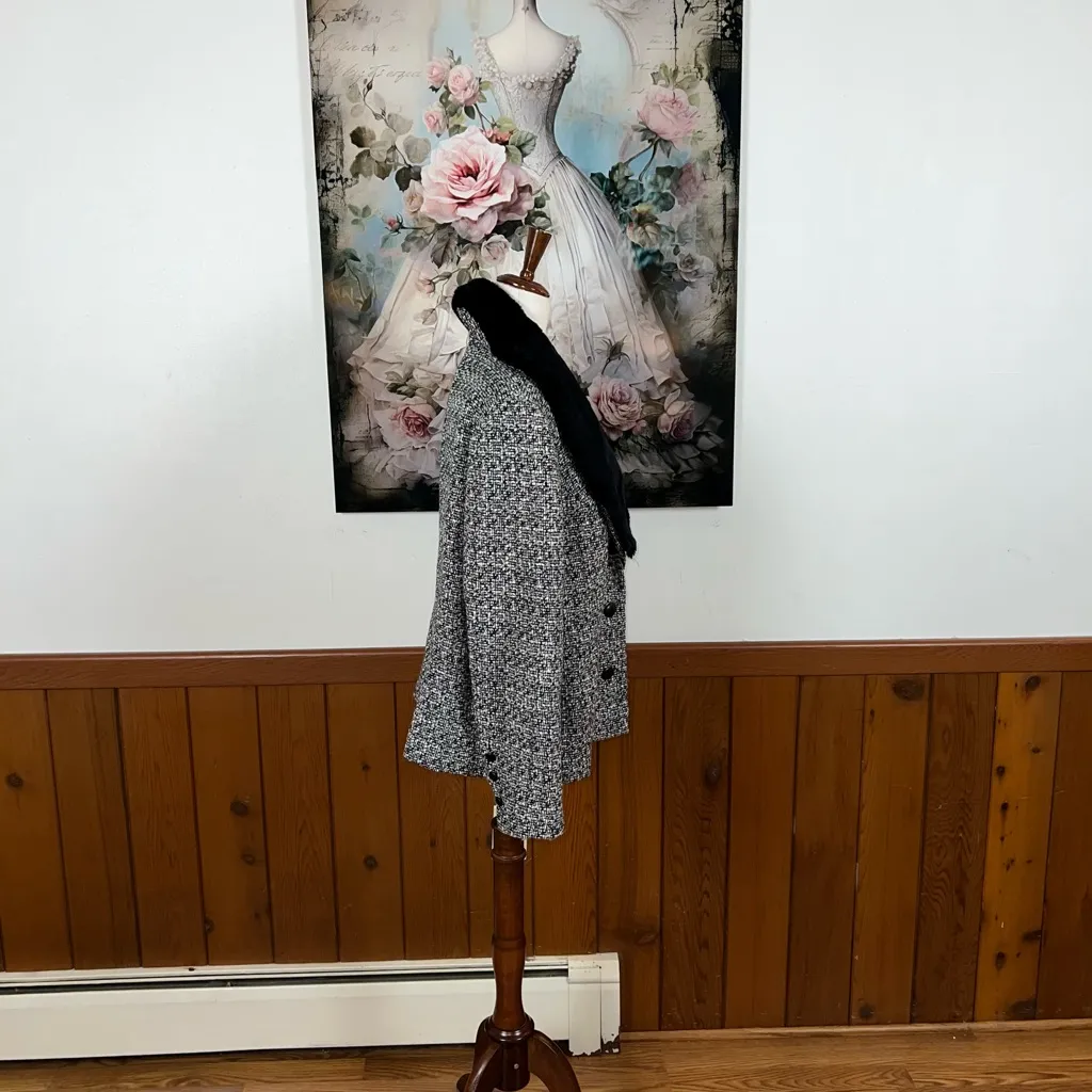 Elegant Vintage 90s Spenser Jeremy Faux Fur Trim Cropped Wool Coat! Black Size 1X - Image 4