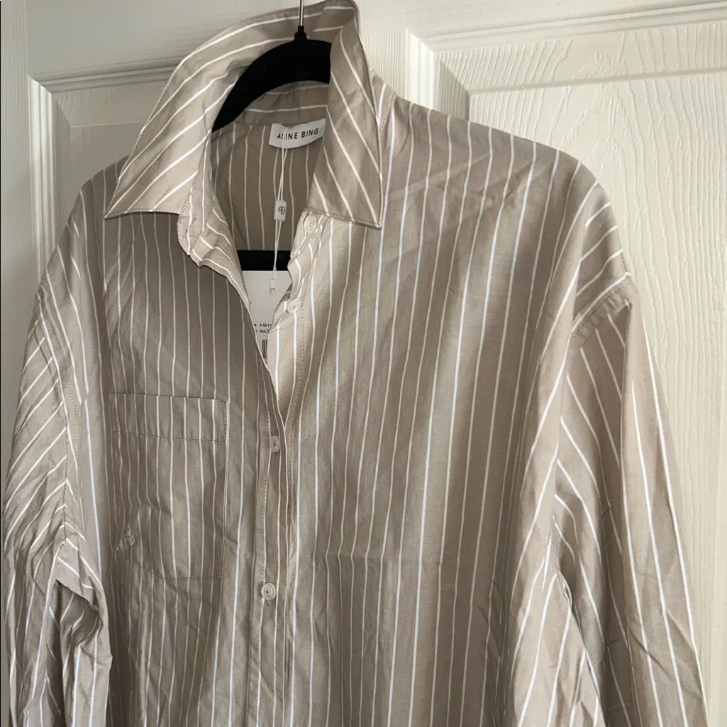 Anine Bing Revolve Womens Lake‎ Dress Taupe Stripe Small NWT - Image 8