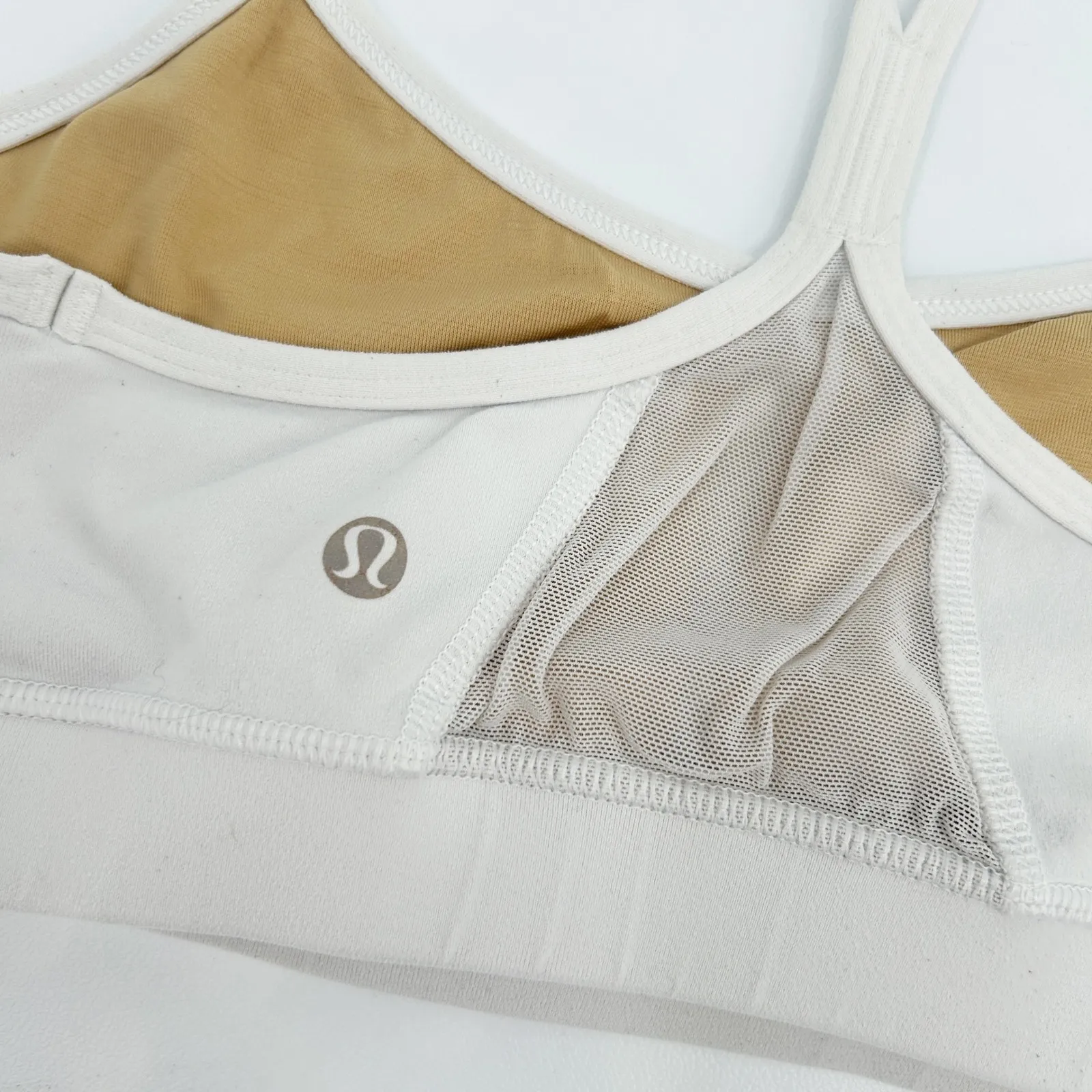 Lululemon Womens Power Y Mesh Racerback Sports Bra Light Support Size 8 White - Image 3