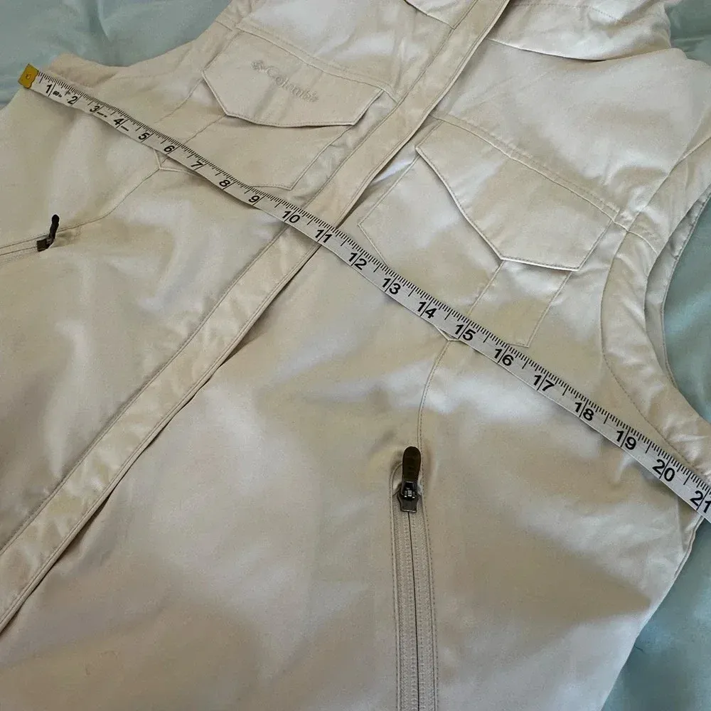 Columbia Down Feather Puffer Vest Women's Ivory Zip Pockets Outdoor. Sz: M. - Image 4