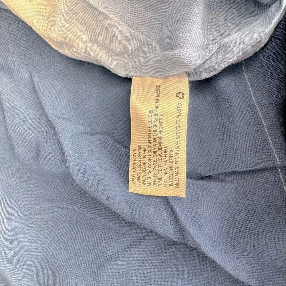 Knox Rose Blue and White Ombré Crepe Handkerchief Shift Rayon Lined Dress Sz XXL - Image 5