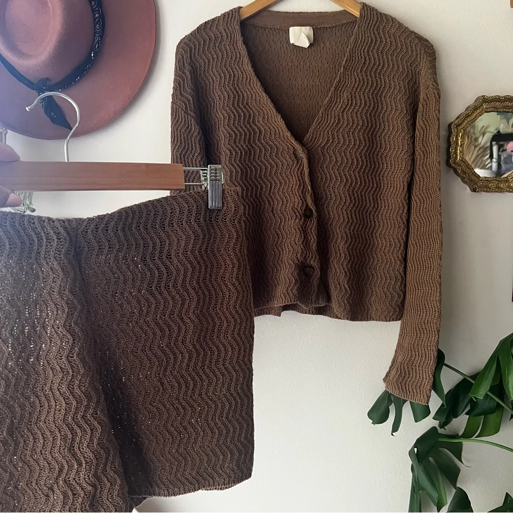 H&M 2 piece knit set Chocolate Brown‎ Women’s SIZE SMALL casual beachy coastal - Image 5