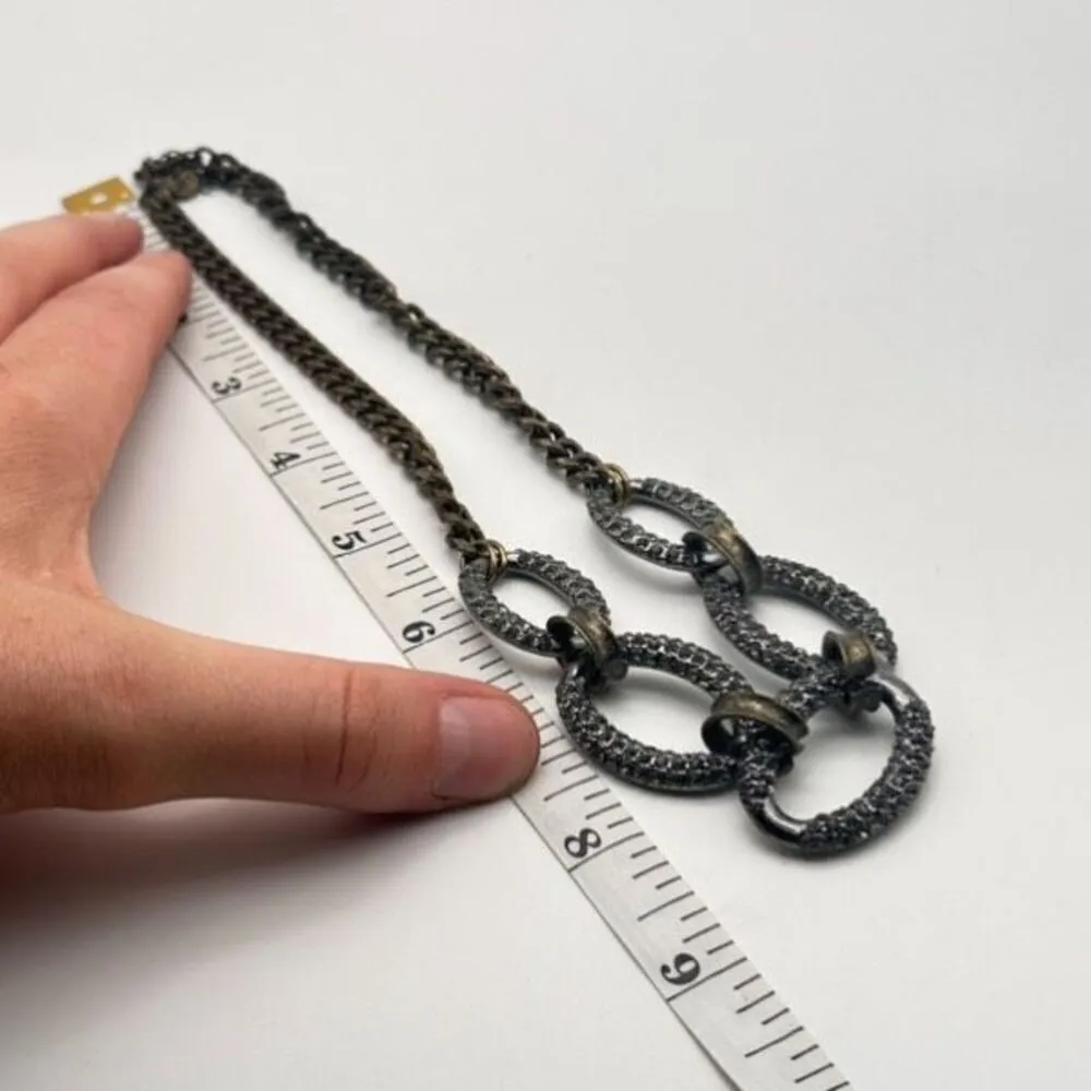 Loft‎ Chunky Pave Two Tone Gunmetal Choker Necklace Statement Punk Grunge Goth - Image 9