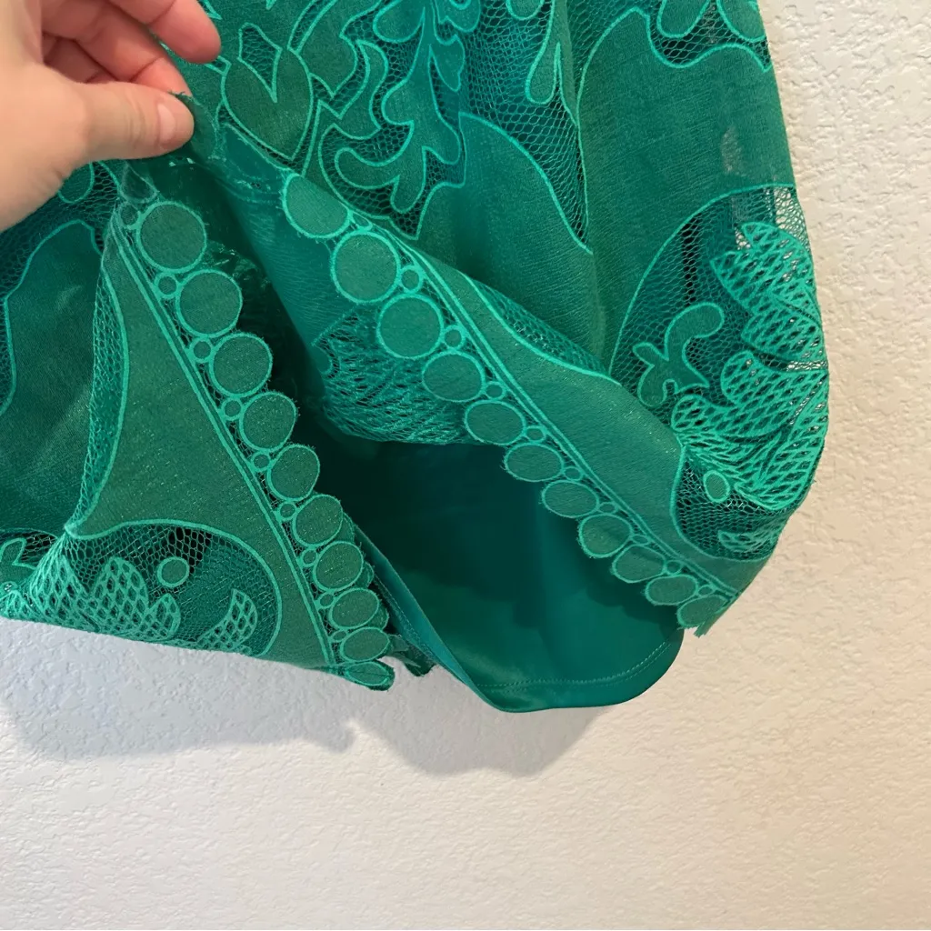 Eliza J Malta Textured Floral Lined Scoop Neck Dress Green SIZE 8P - Image 5