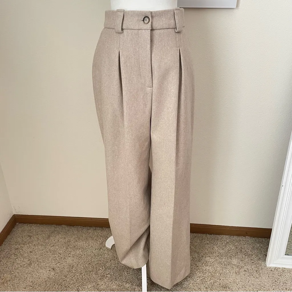 Sezane Theophille Wool Cashmere Trousers Pants Mottled Beige FR 40 US 8 - Image 4