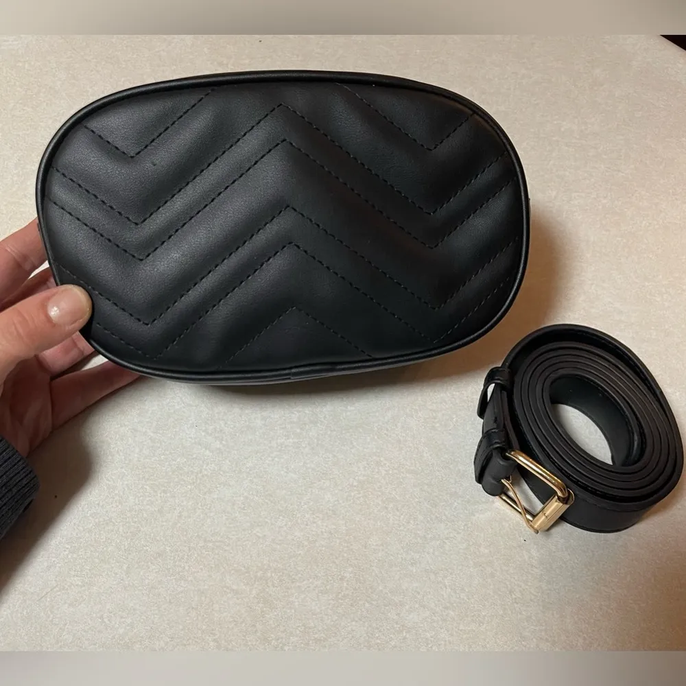 NWOT Black Faux Leather Belt Bag - Image 2