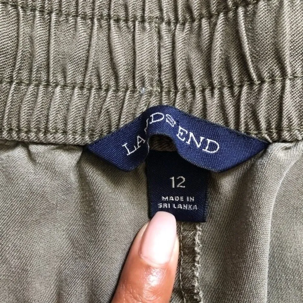 Lands End Olive Green Lyocell High Rise Drawstring Pull On Joggers - Image 5