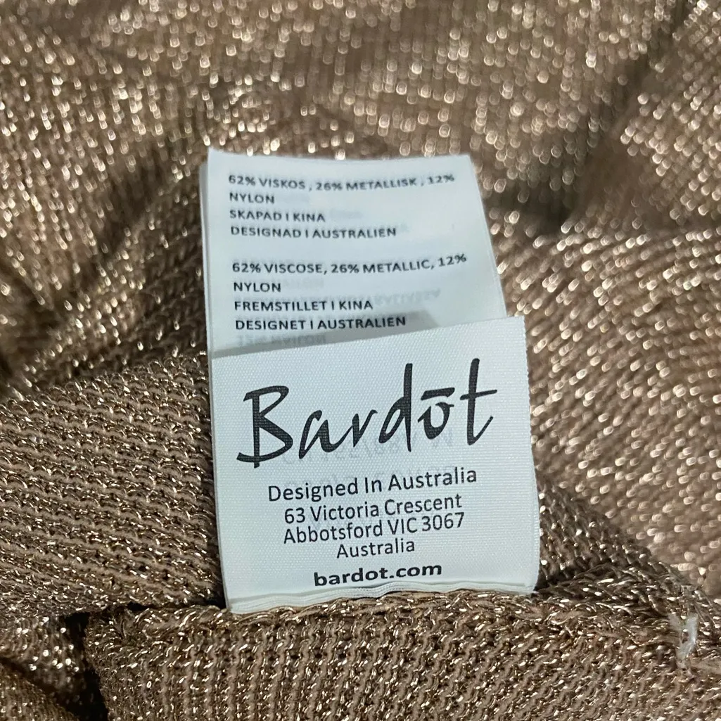 Bardot Metallic Sweater Top Rose Gold Shimmer Knit Crew - Image 5