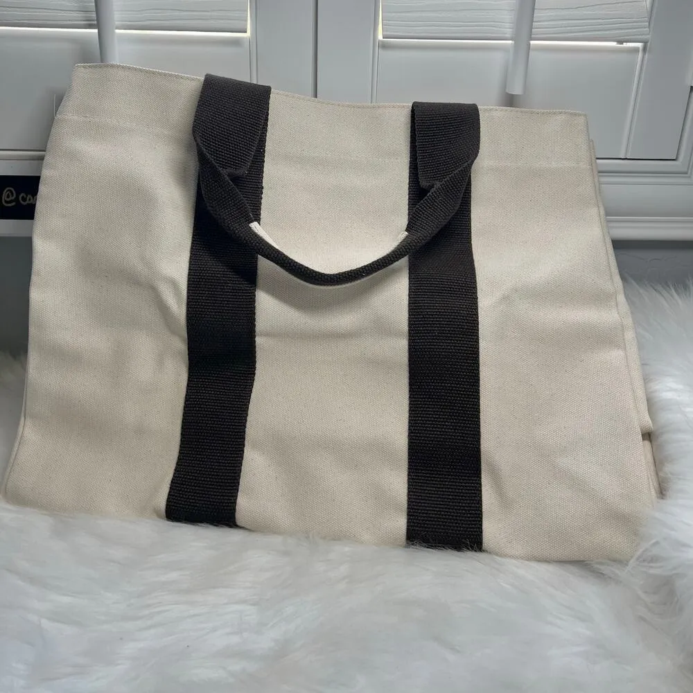 New Women’s Le Bar Marche Canvas Beach Tote Brown - Image 2