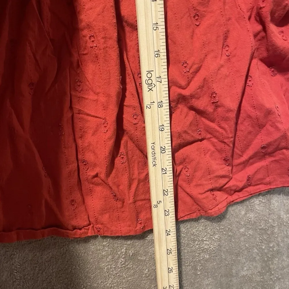 Universal Thread Blouse Womens Large Puff Sleeve Embroidered Burnt Orange Red - Image 9